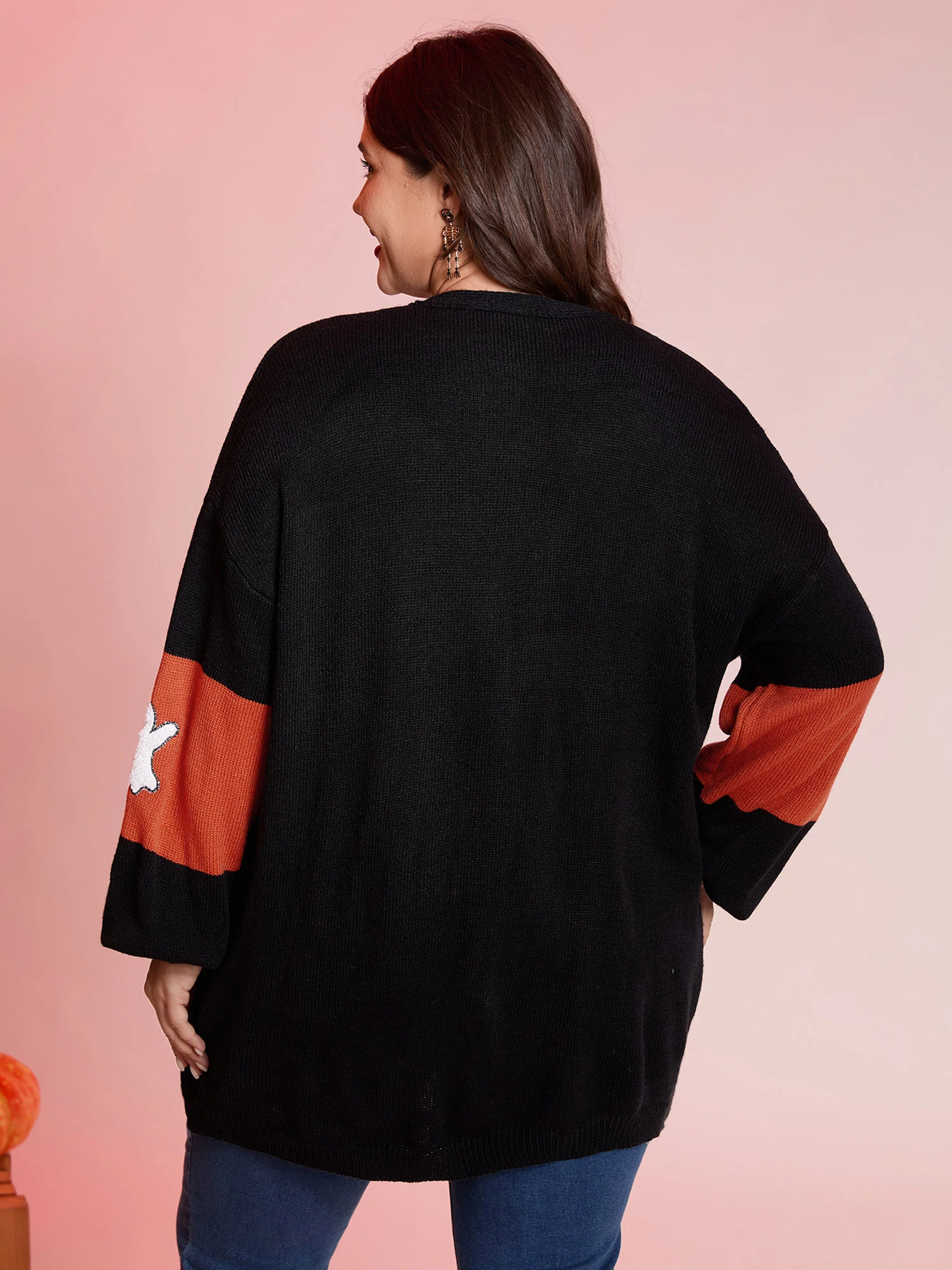 Halloween Elements Color Block Knit Cardigan - Image 4