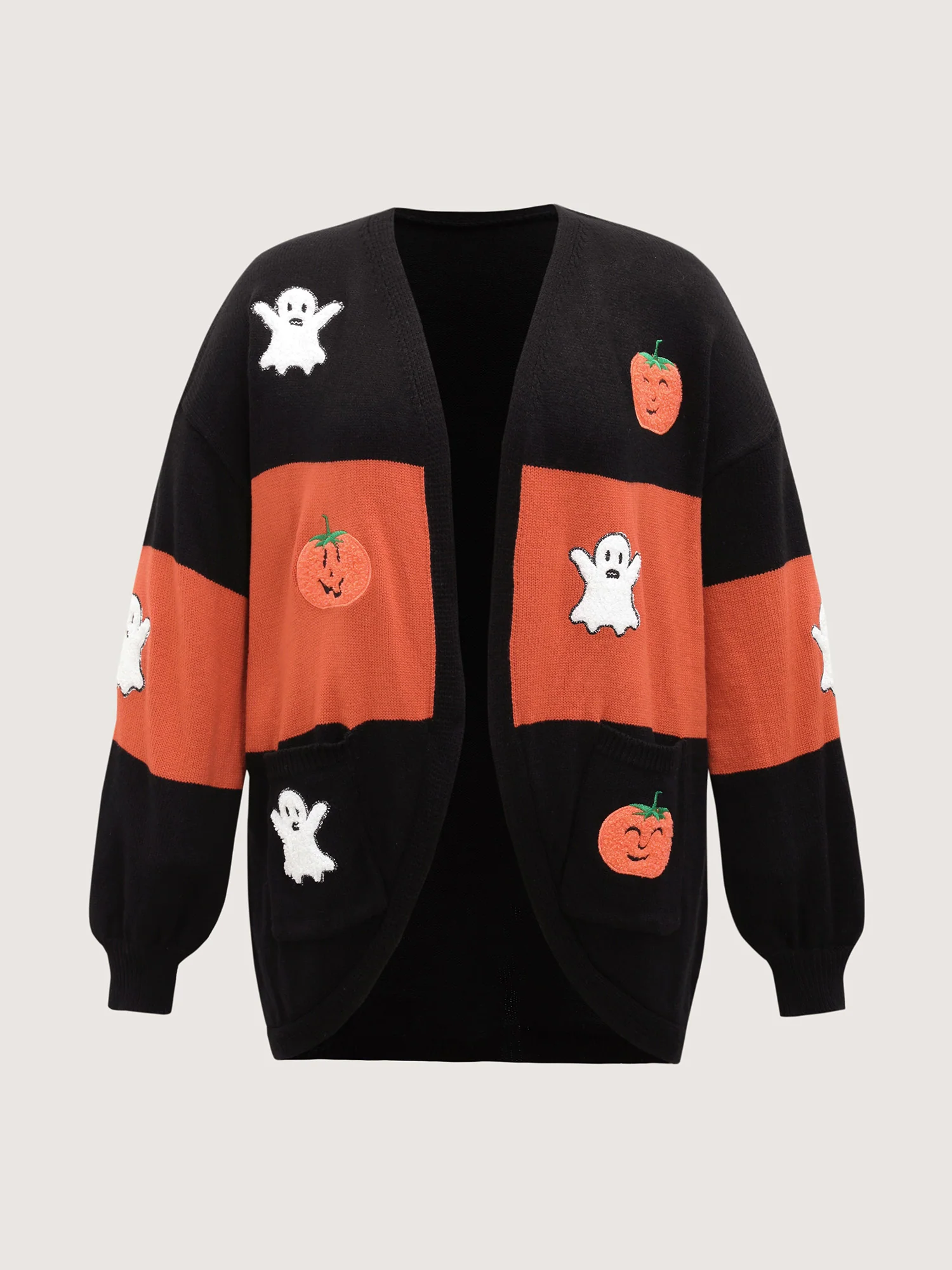 Halloween Elements Color Block Knit Cardigan - Image 8
