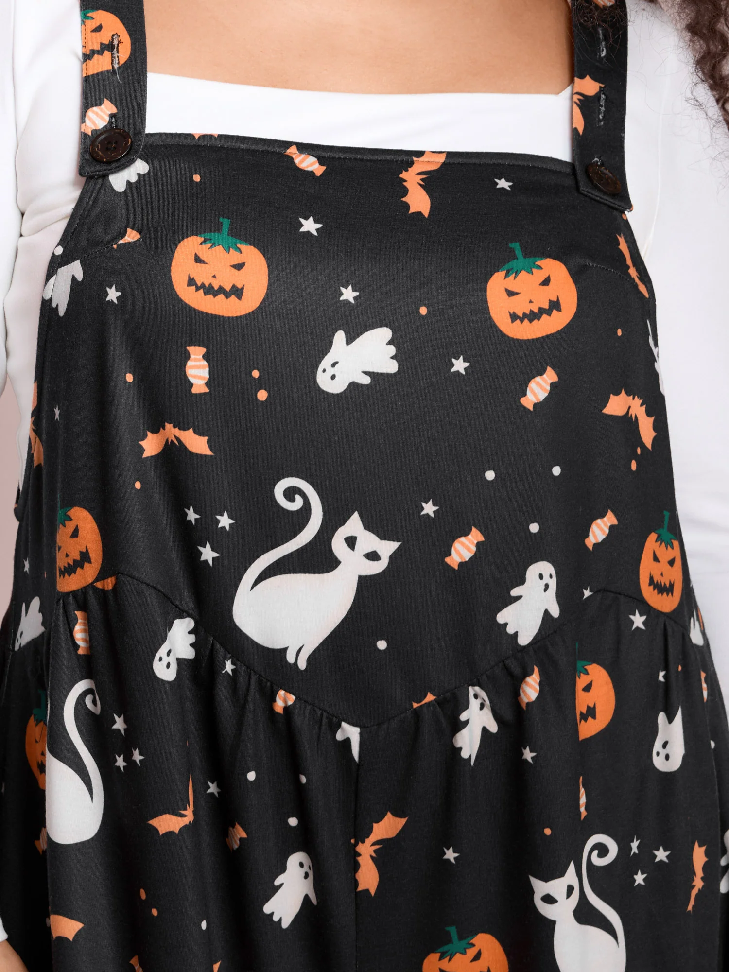 Halloween Elements Print Stretchy Waist Jumpsuit - Image 3