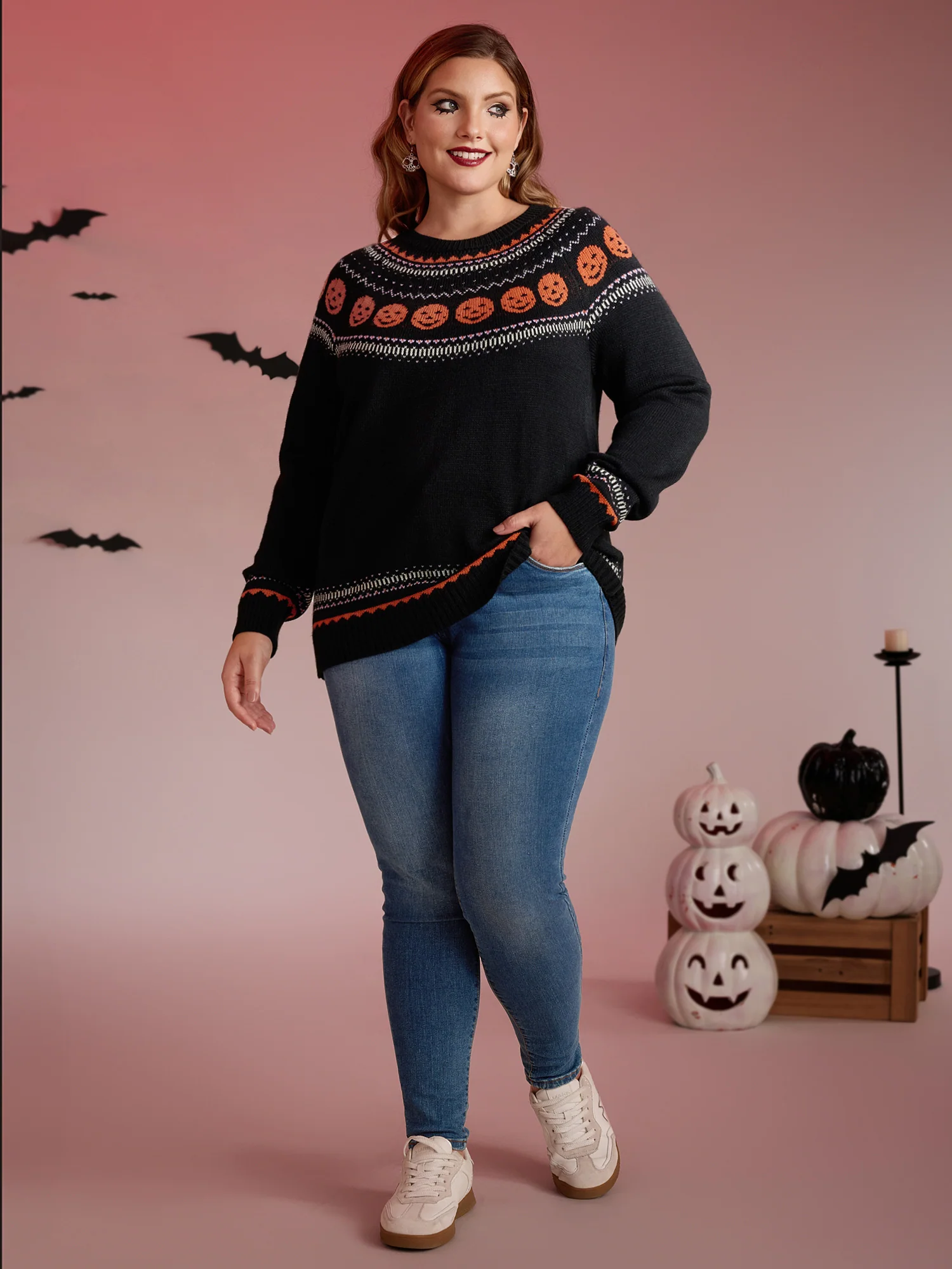Halloween Fair Isle Yoke Pullover - Image 2