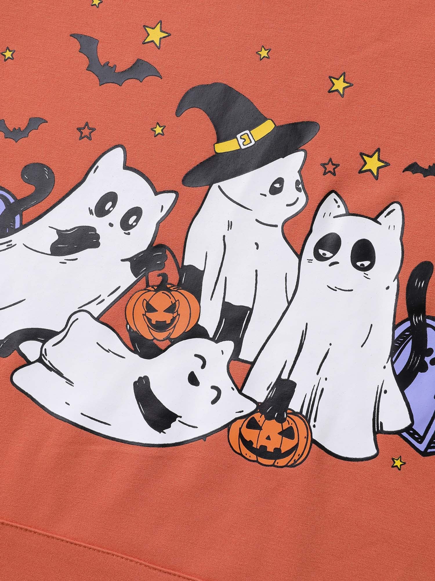 Halloween Ghost Print Solid Hoodie - Image 5