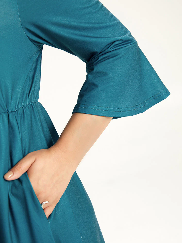 Halloween Graphic Pocket Ruffle Trim Gathered Dress - Image 7