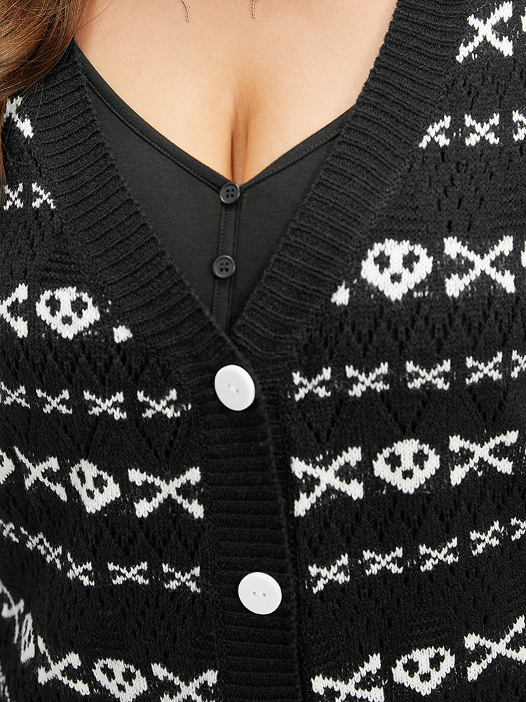 Halloween Graphic Striped Button Up Cardigan - Image 7