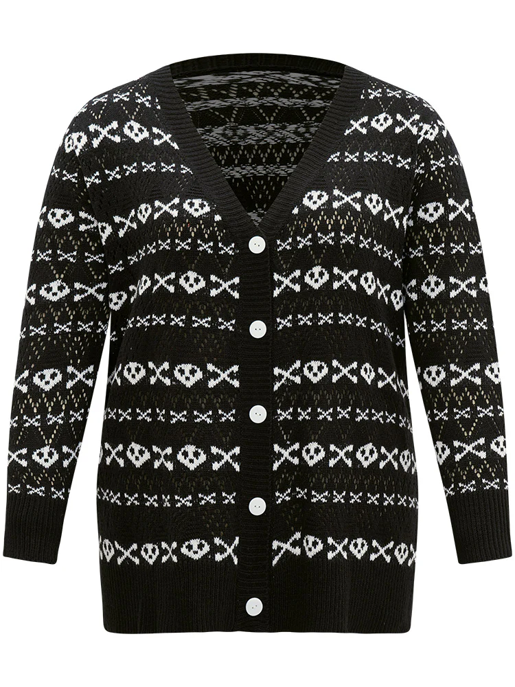 Halloween Graphic Striped Button Up Cardigan - Image 9