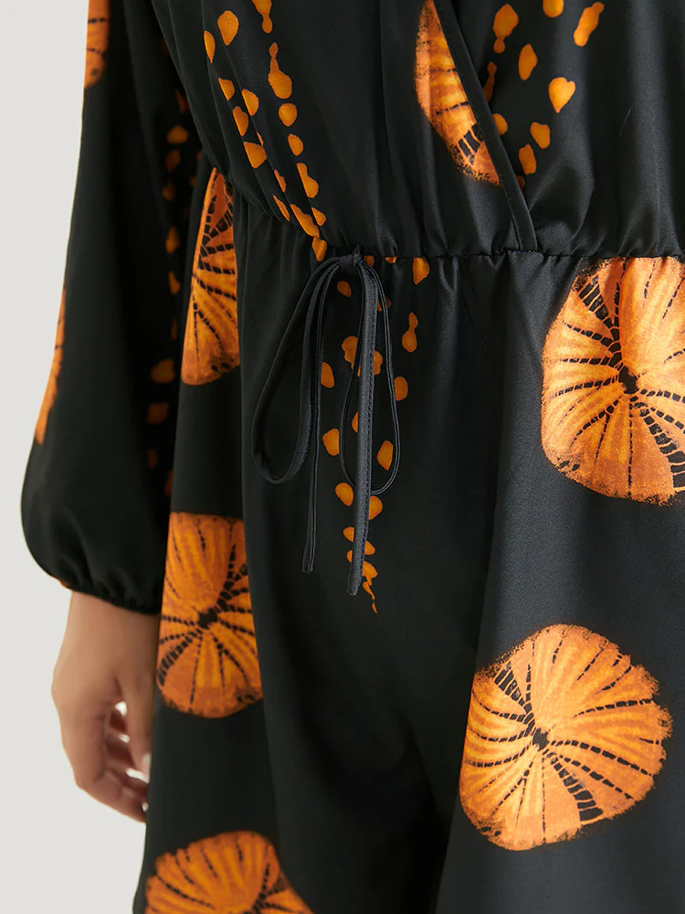 Halloween Graphic Surplice Neck Bowknot Romper - Image 7