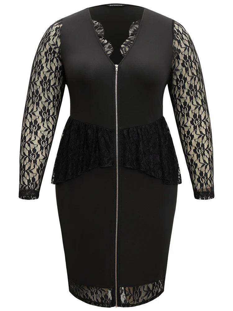 Halloween Guipure Lace Zipper Fly Layered Dress - Image 10
