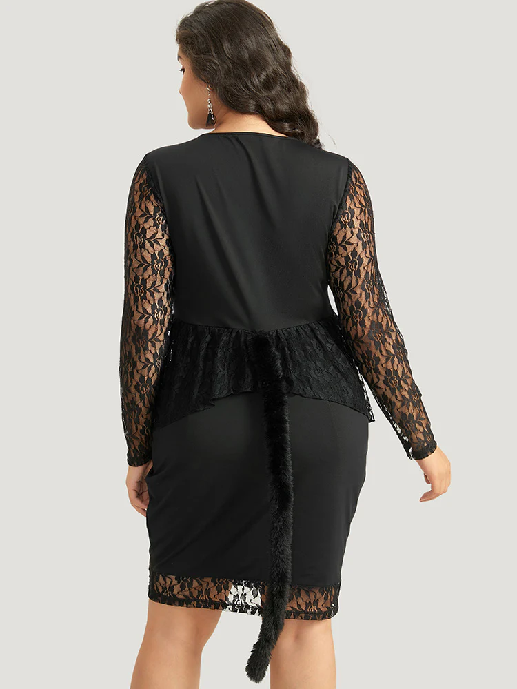 Halloween Guipure Lace Zipper Fly Layered Dress - Image 2