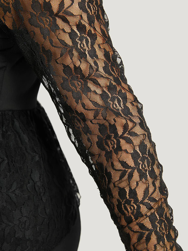 Halloween Guipure Lace Zipper Fly Layered Dress - Image 6