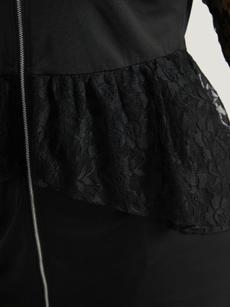 Halloween Guipure Lace Zipper Fly Layered Dress - Image 7