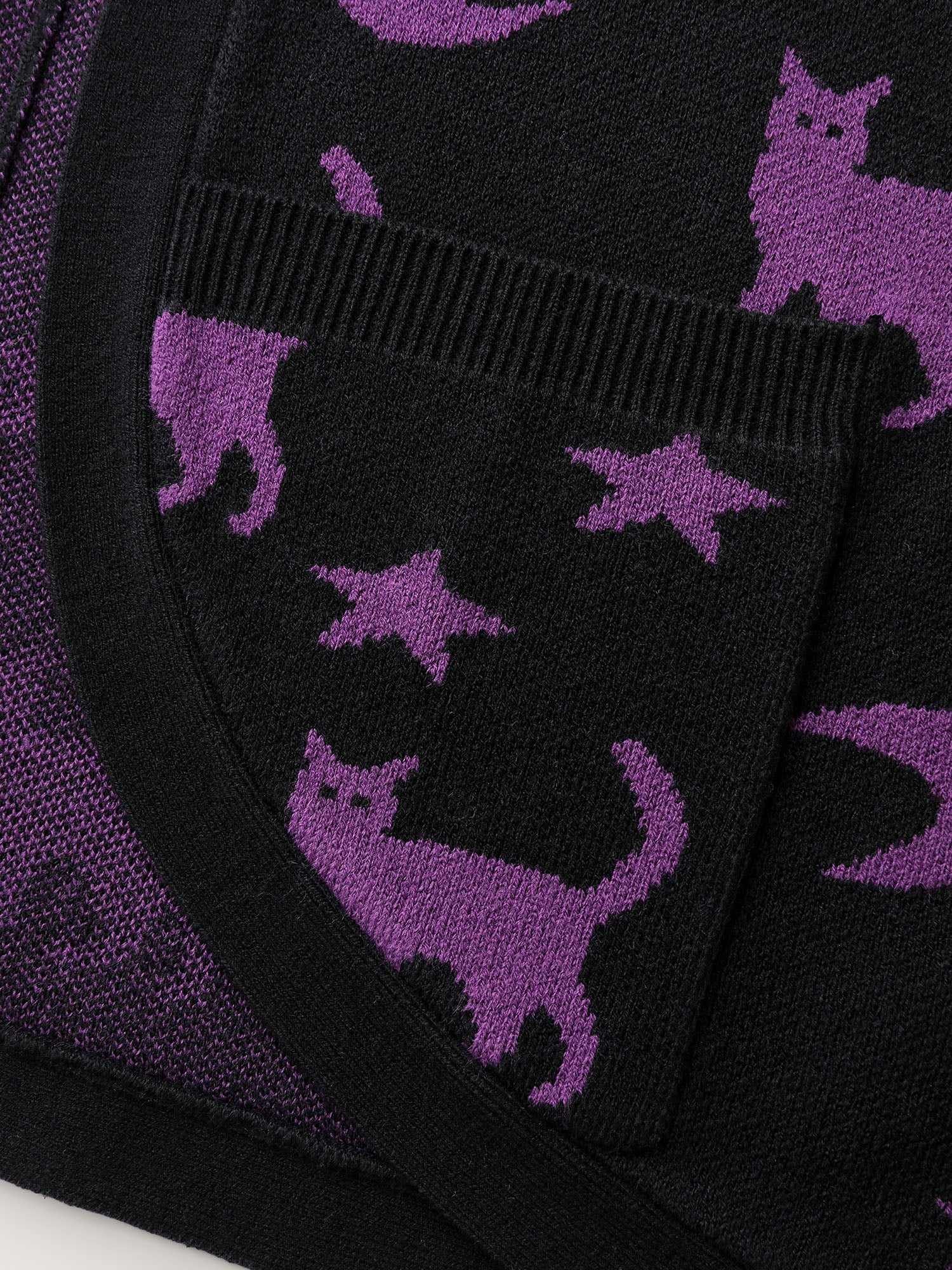 Halloween Jacquard Print Pockets Knit Cardigan - Image 5
