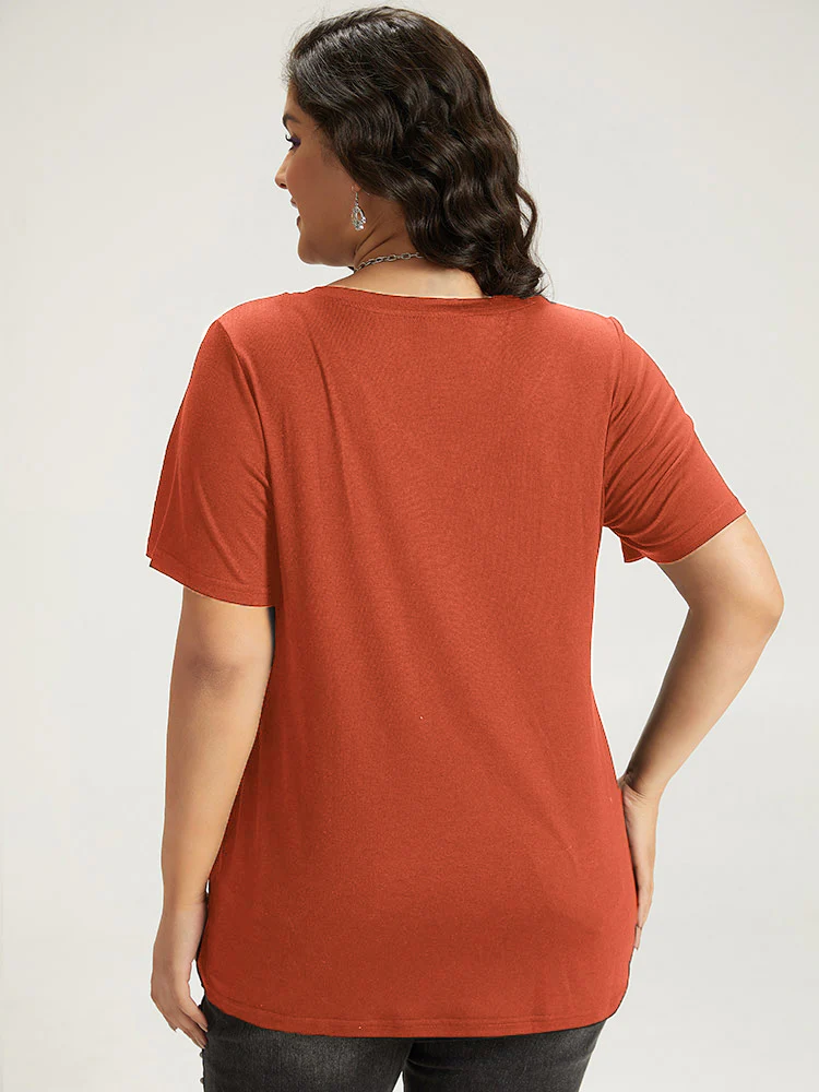 Halloween Letter Print V Neck T-shirt - Image 9