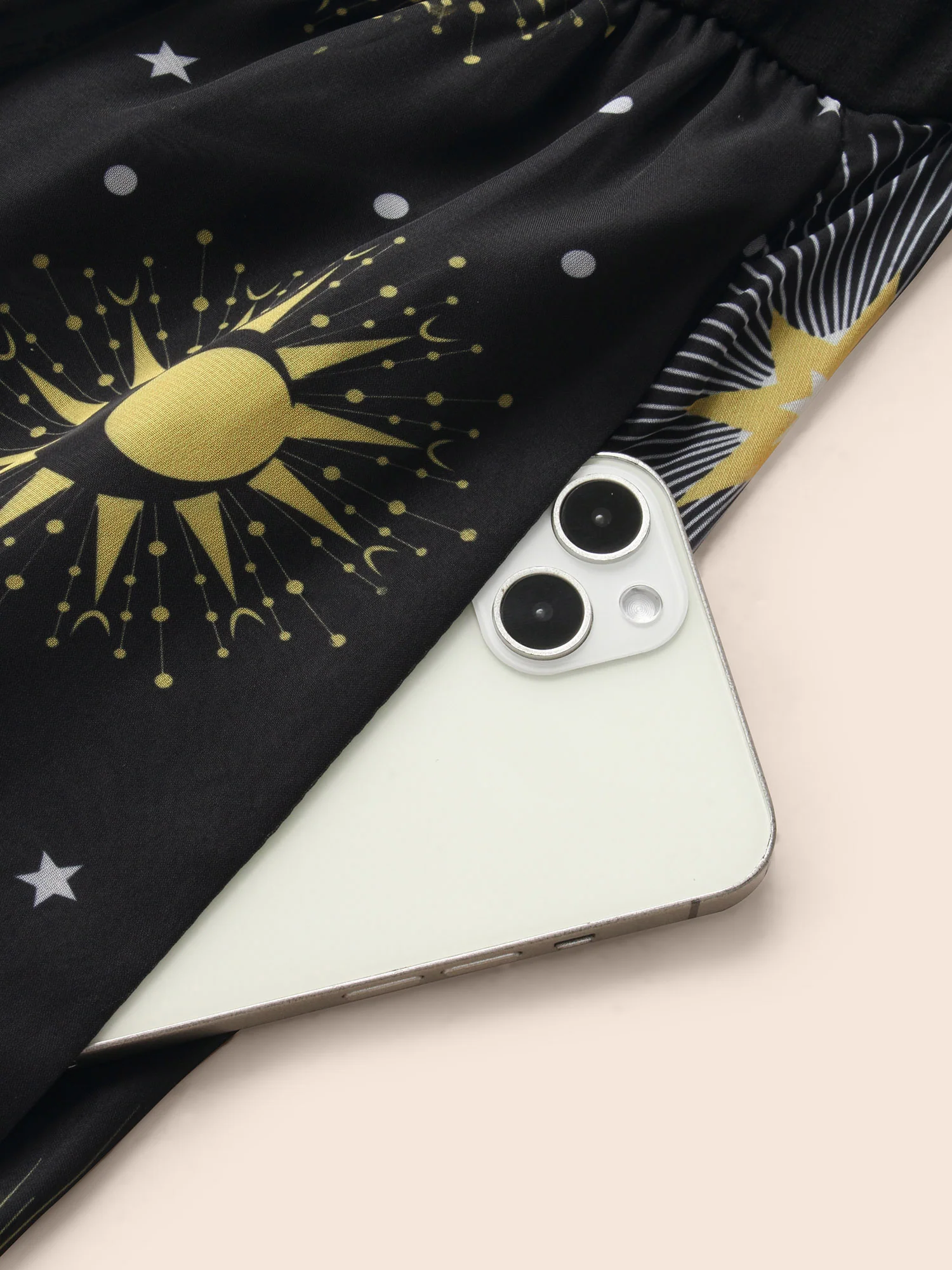 Halloween Moon & Star Print Ruched Patchwork Dress - Image 5