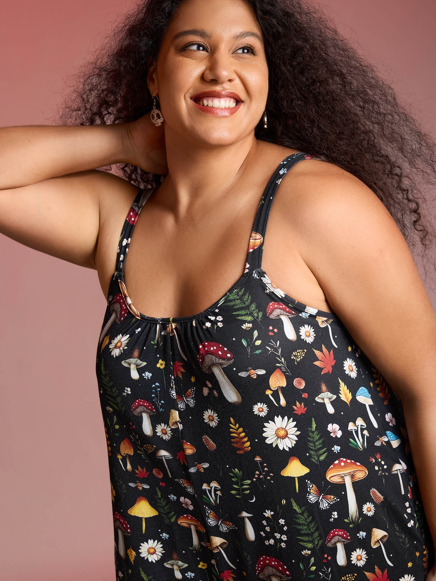Halloween Mushroom Print Pockets Cami Jumpsuit - Image 2
