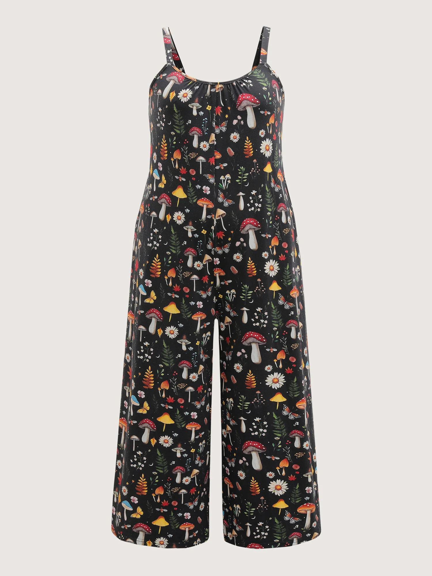 Halloween Mushroom Print Pockets Cami Jumpsuit - Image 7