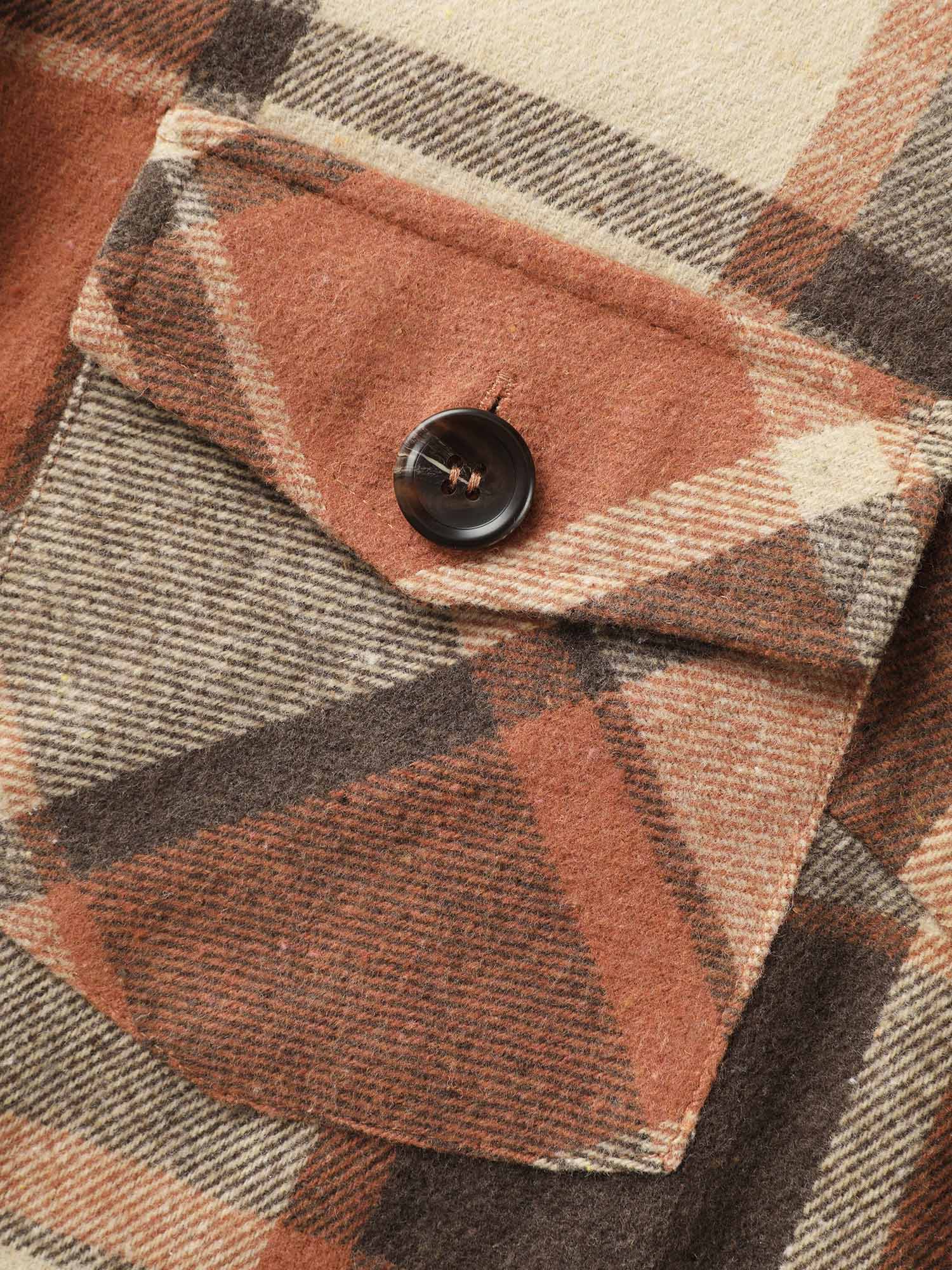 Plaid Chest Pockets Long Jacket - Image 12