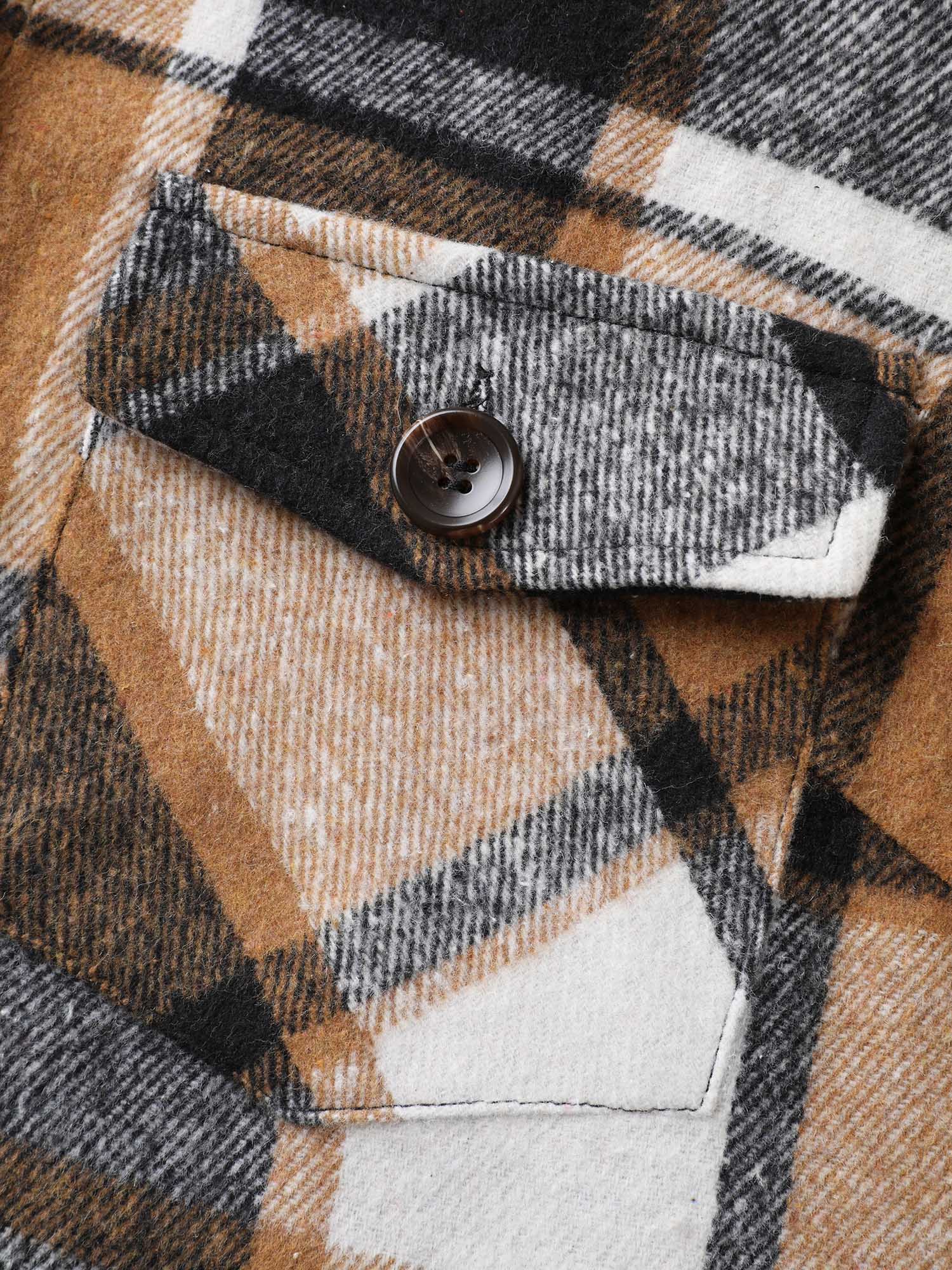 Plaid Chest Pockets Long Jacket - Image 19