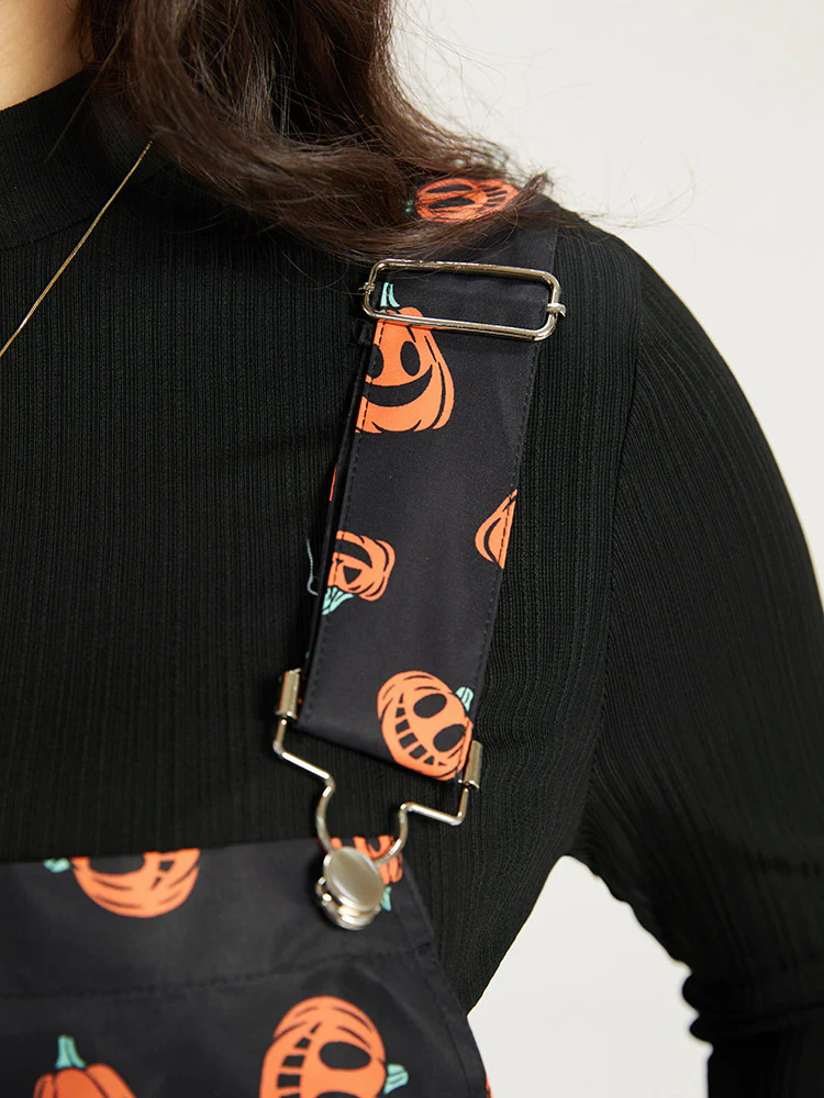 Halloween Pocket Pumpkin Print Overall Cami Dress - Image 7
