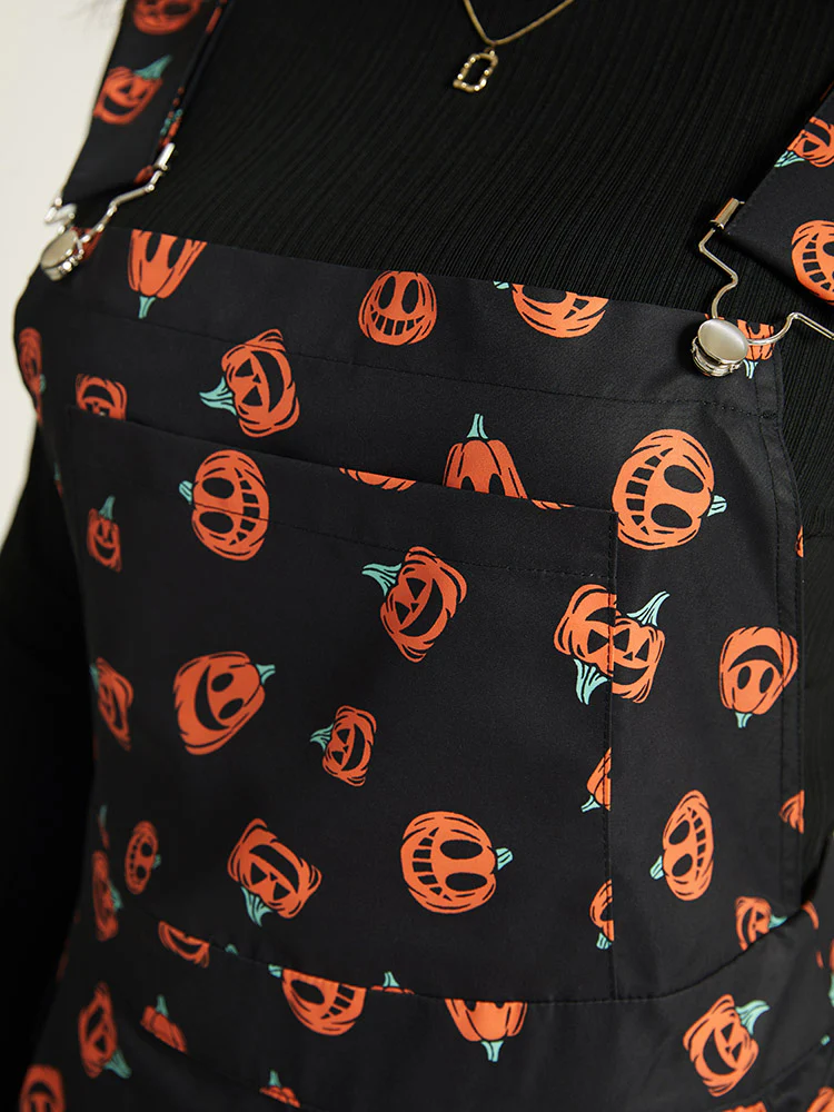 Halloween Pocket Pumpkin Print Overall Cami Dress - Image 8