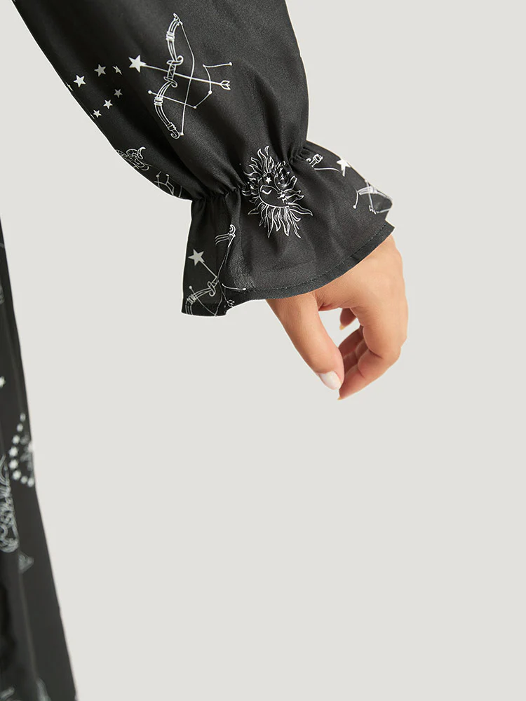 Halloween Print Belted Pocket Wrap Split Hem Dress - Image 6