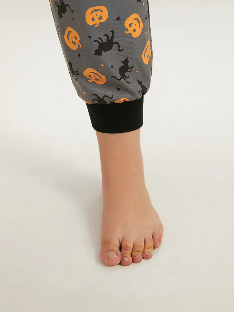 Halloween Print Color Contrast Hem Pajama Bottoms - Image 7