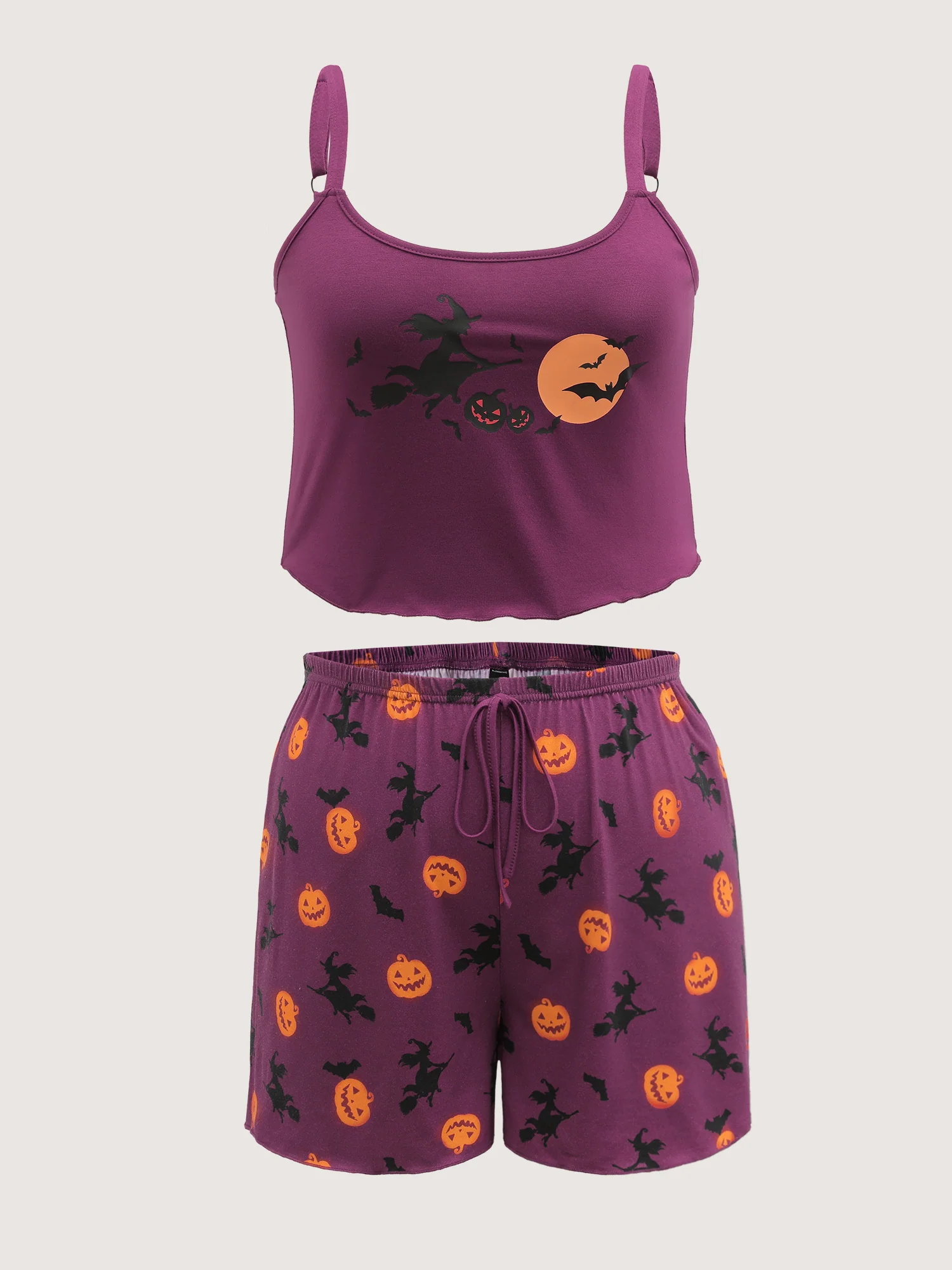 Halloween Print Stretchy Waist Loungewear Set - Image 6