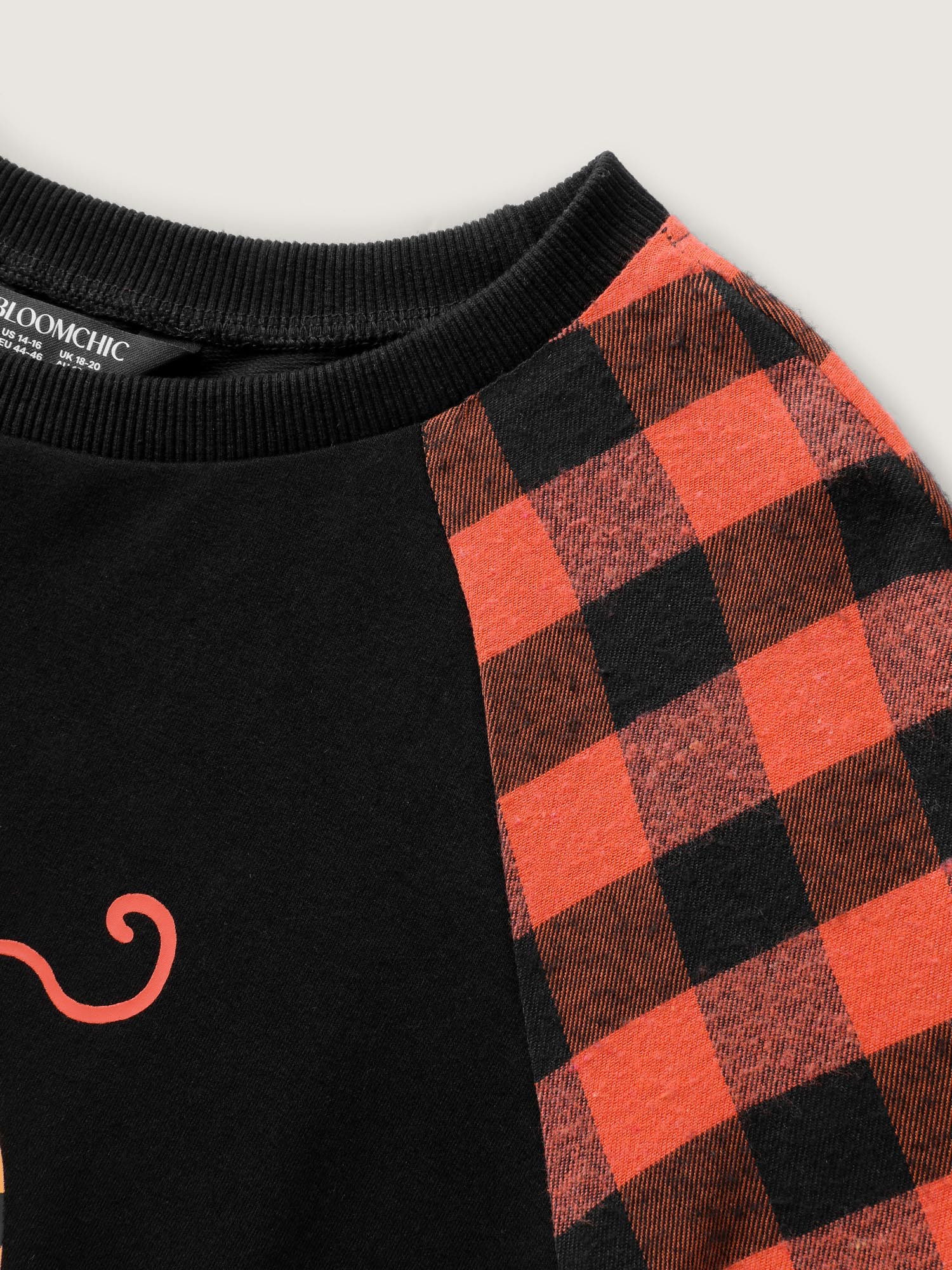 Halloween Pumpkin Plaid Stretchy Sweatshirt - Image 5