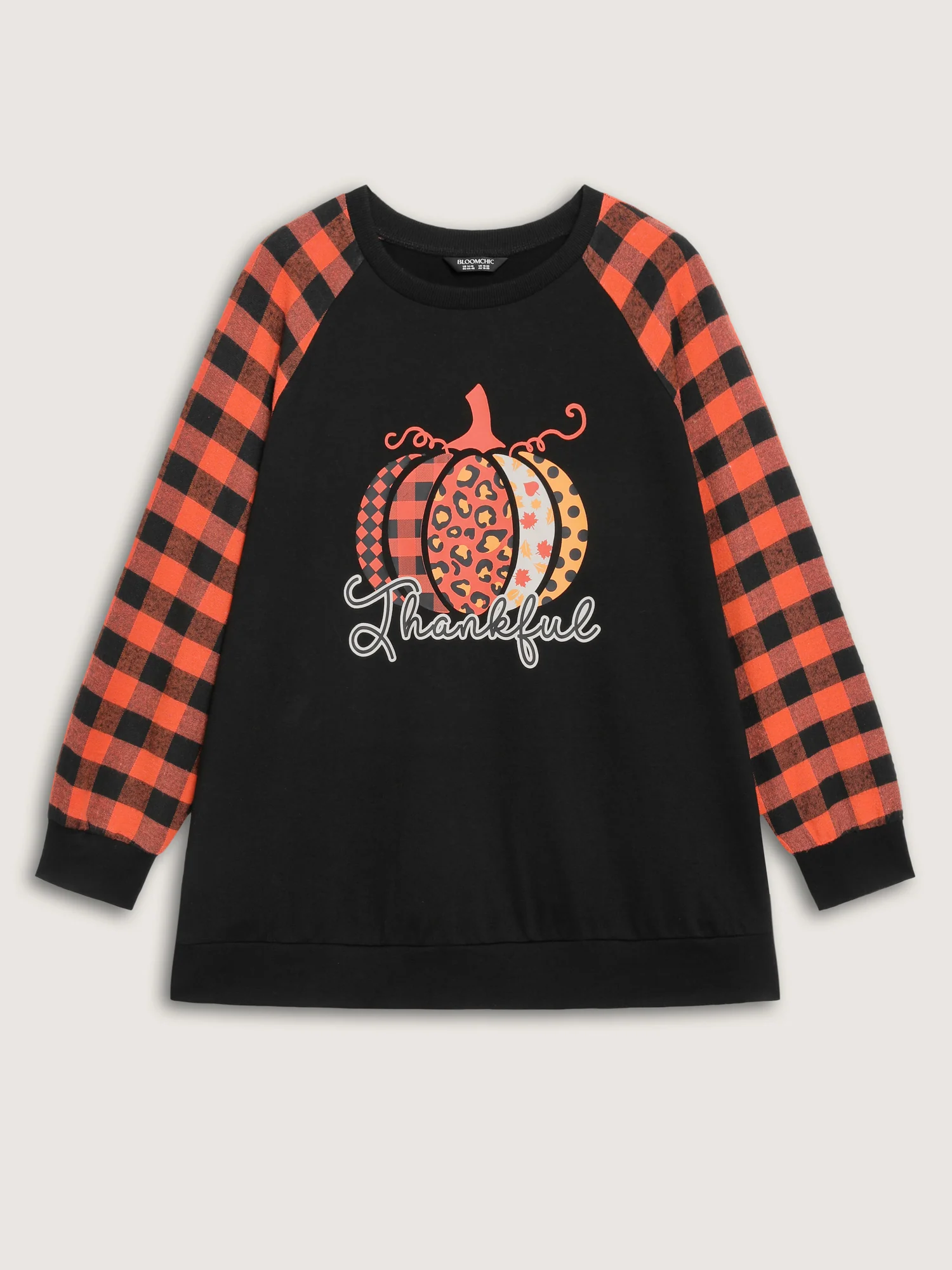 Halloween Pumpkin Plaid Stretchy Sweatshirt - Image 7