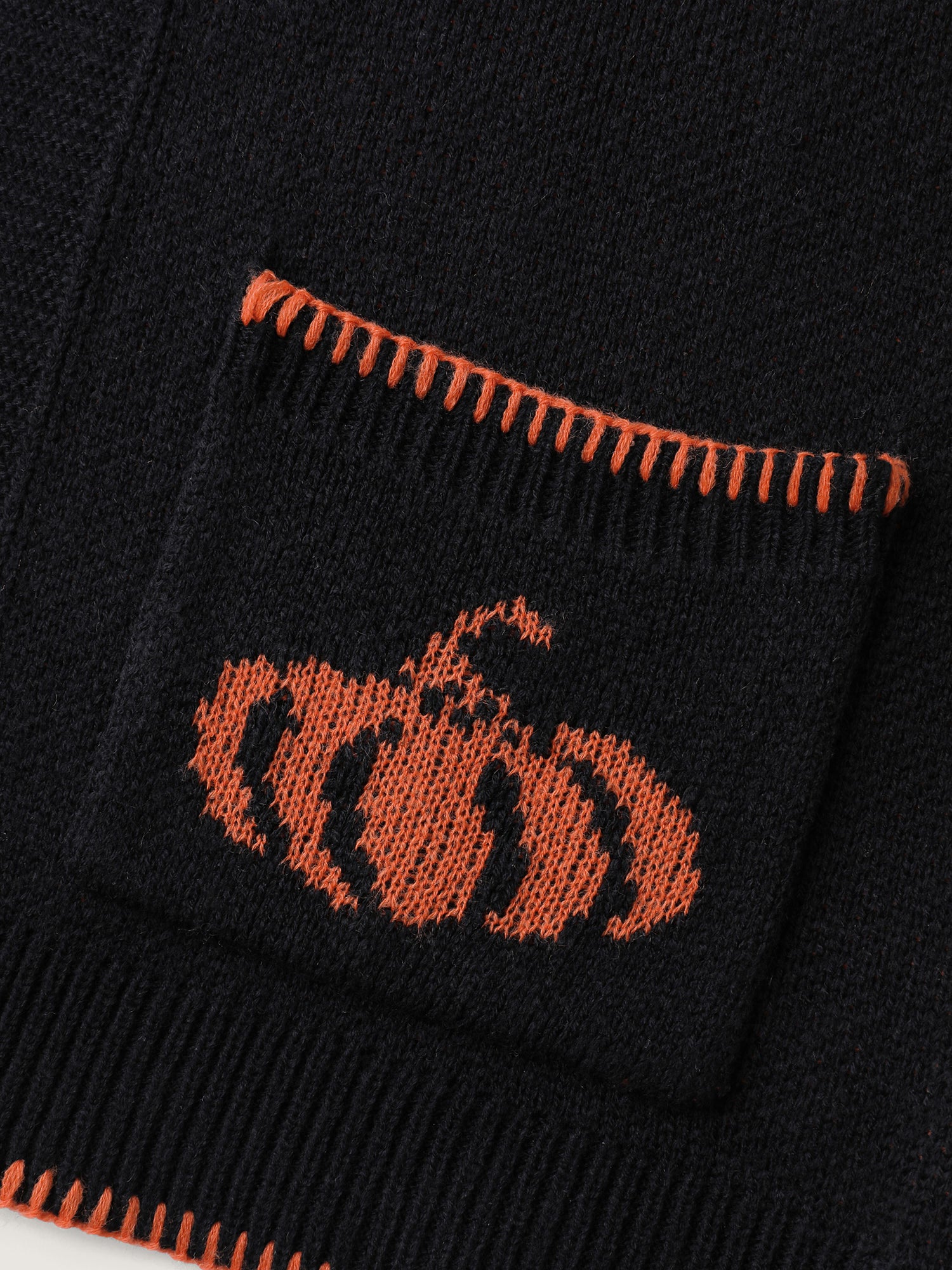 Halloween Pumpkin Print Contrast Knit Cardigan - Image 5
