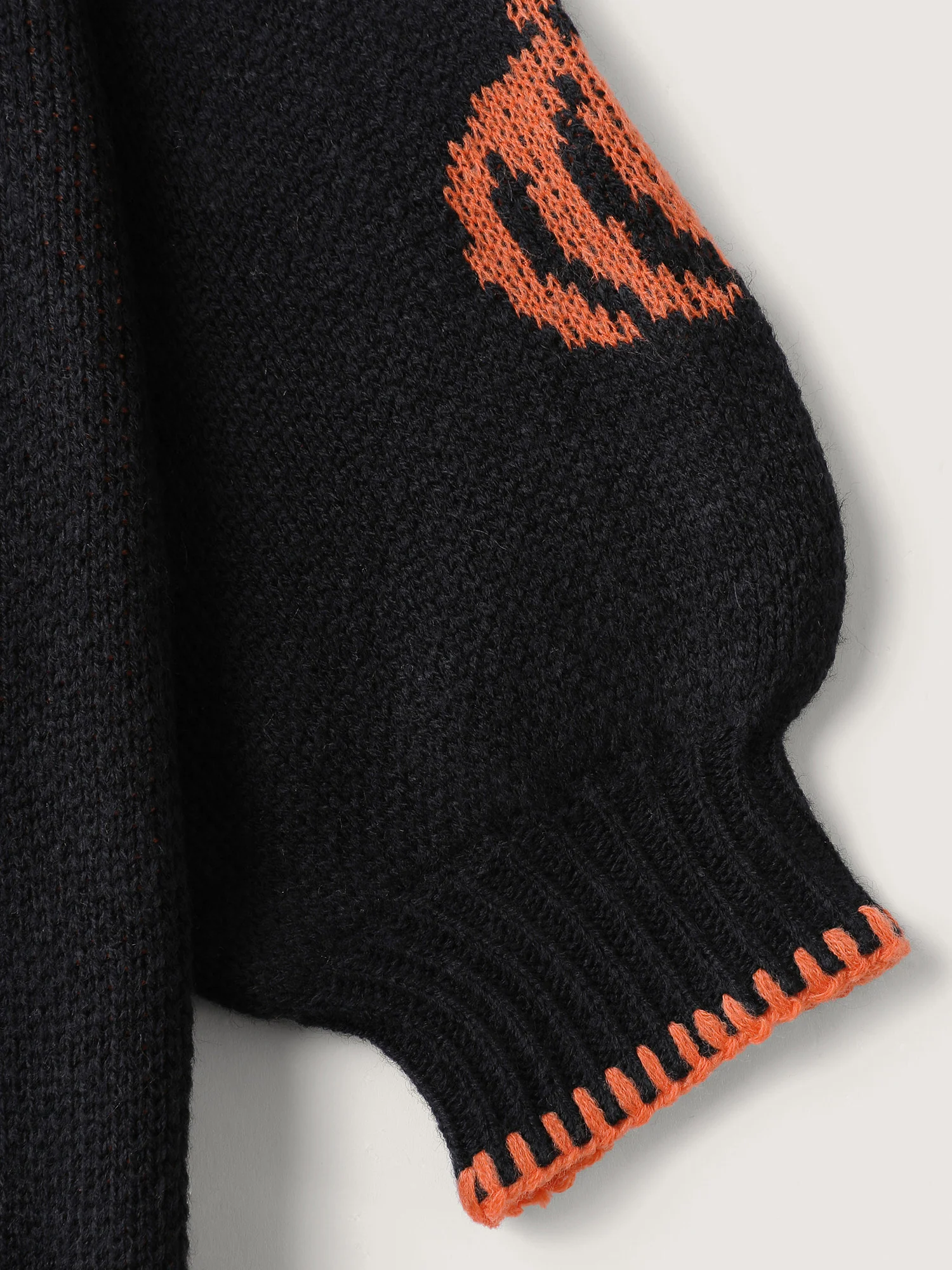 Halloween Pumpkin Print Contrast Knit Cardigan - Image 6