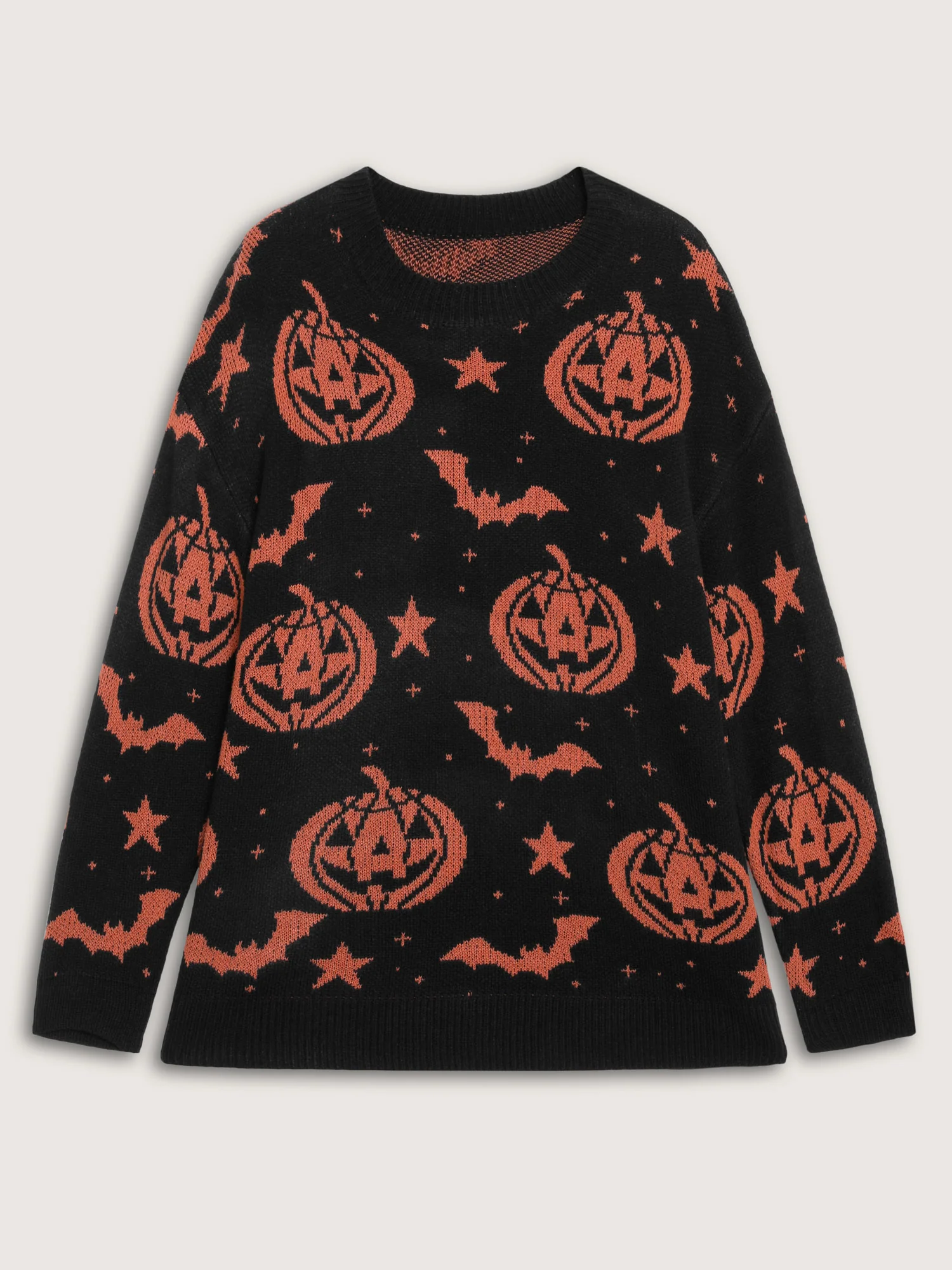 Halloween Pumpkin Print Crewneck Pullover - Image 7