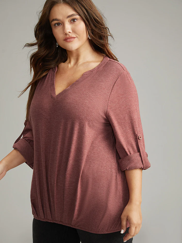 Halloween Solid Tab Sleeve Plicated Detail T-shirt - Image 3