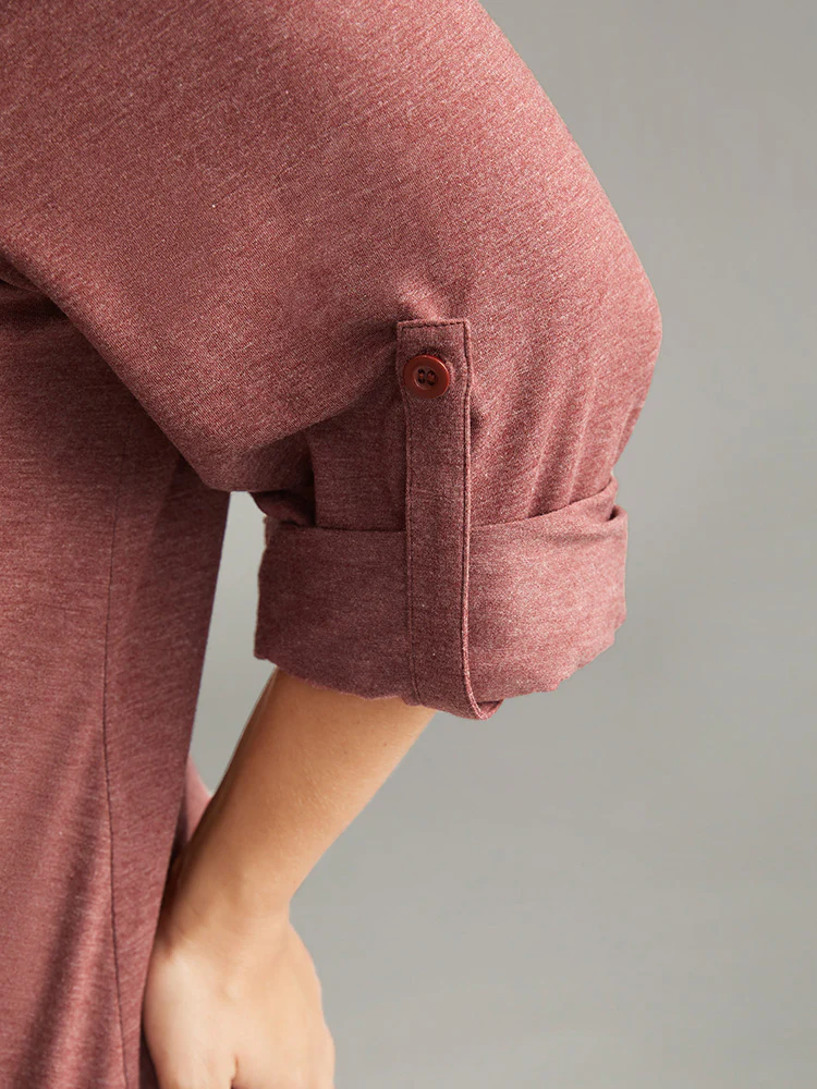 Halloween Solid Tab Sleeve Plicated Detail T-shirt - Image 7