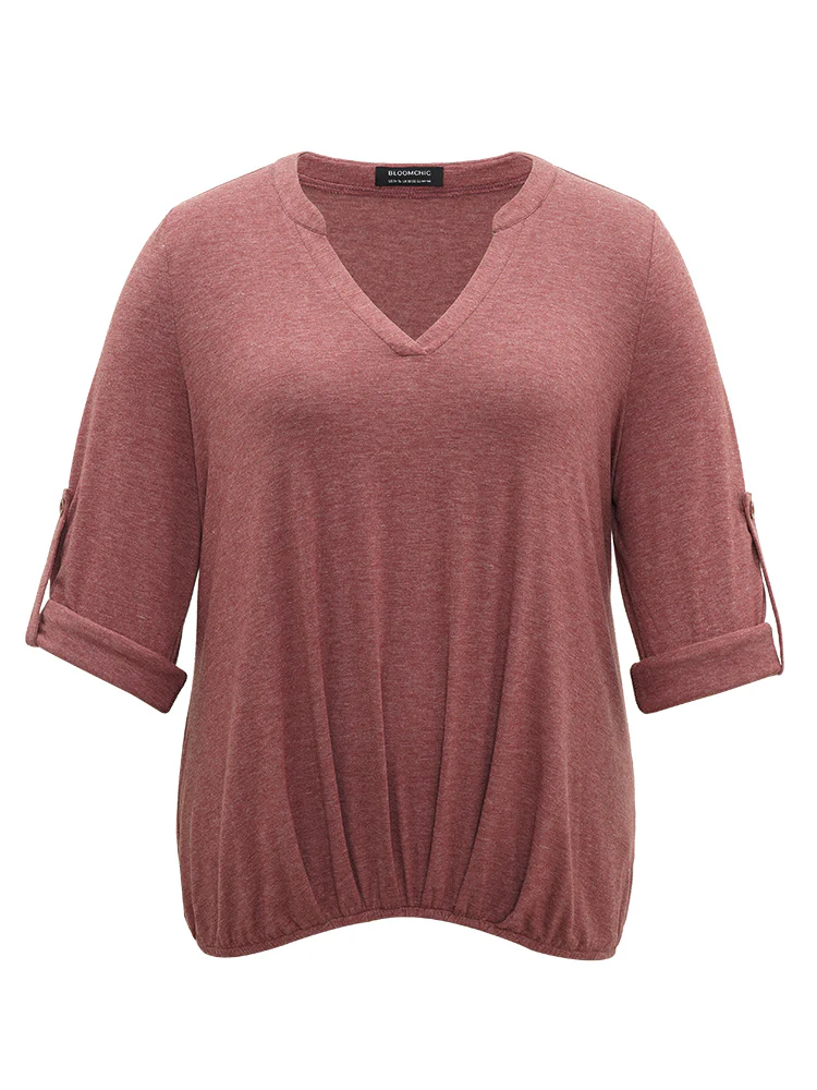 Halloween Solid Tab Sleeve Plicated Detail T-shirt - Image 9