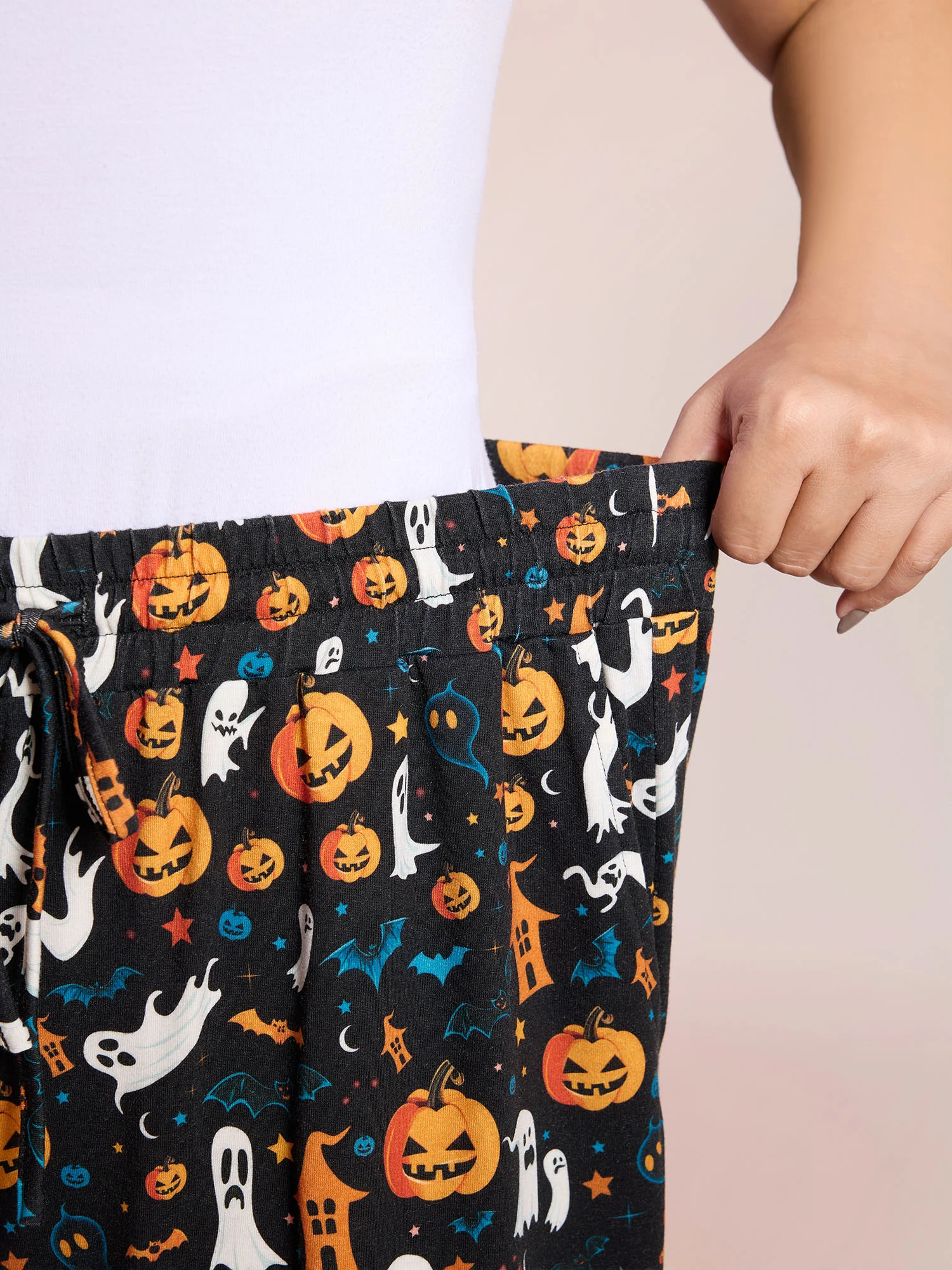 Halloween Spiced Print Waist-Tie Lounge Pants - Image 3