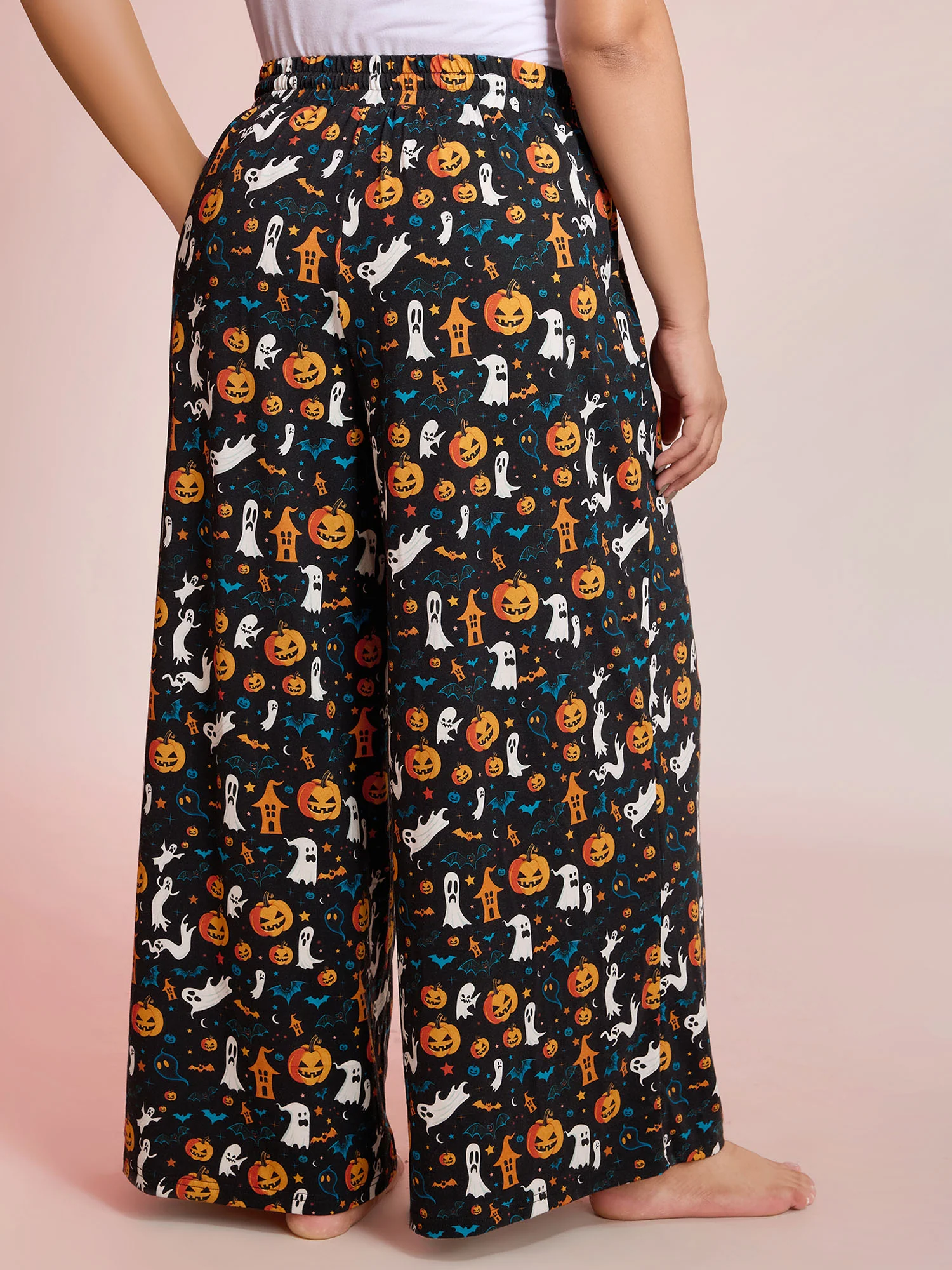 Halloween Spiced Print Waist-Tie Lounge Pants - Image 5
