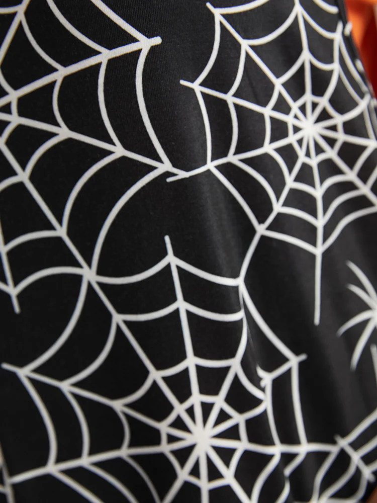 Halloween Spider Web Print Pocket Overall Cami Jumpsuit - Image 7