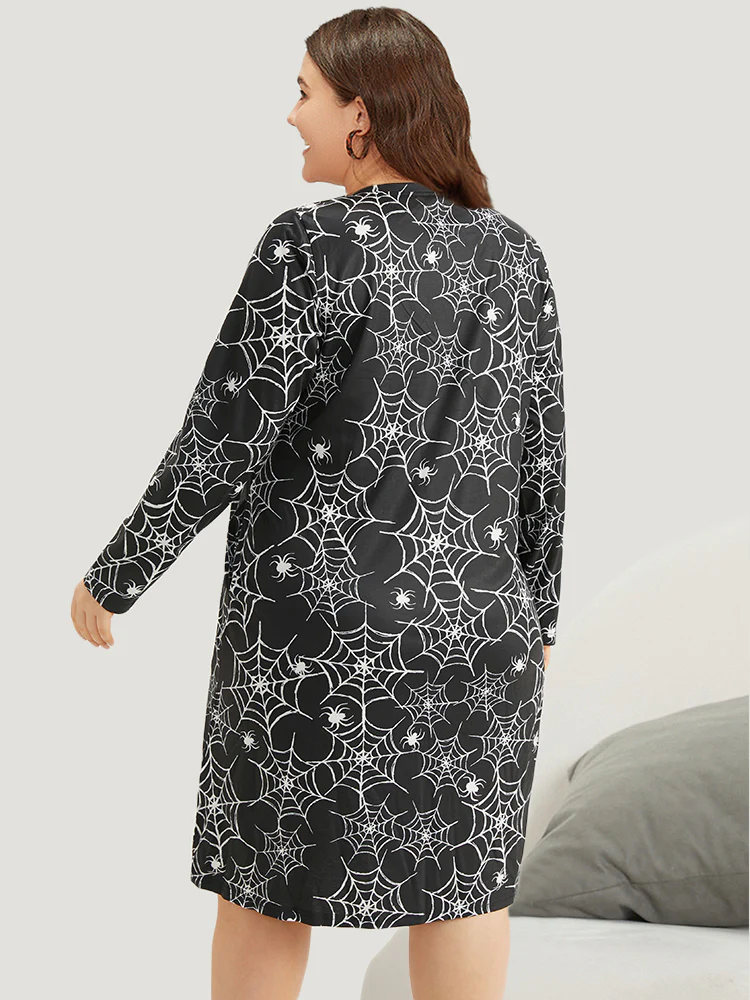 Spooky Spiderweb Print Lounge Dress - Image 2