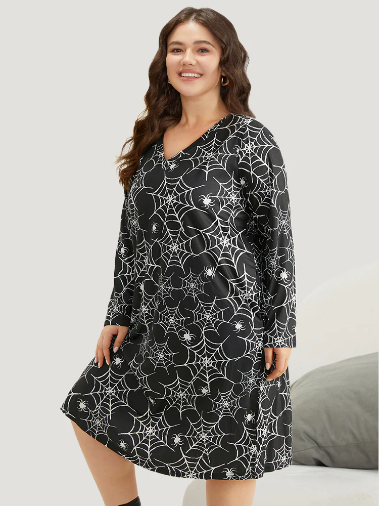 Spooky Spiderweb Print Lounge Dress - Image 3