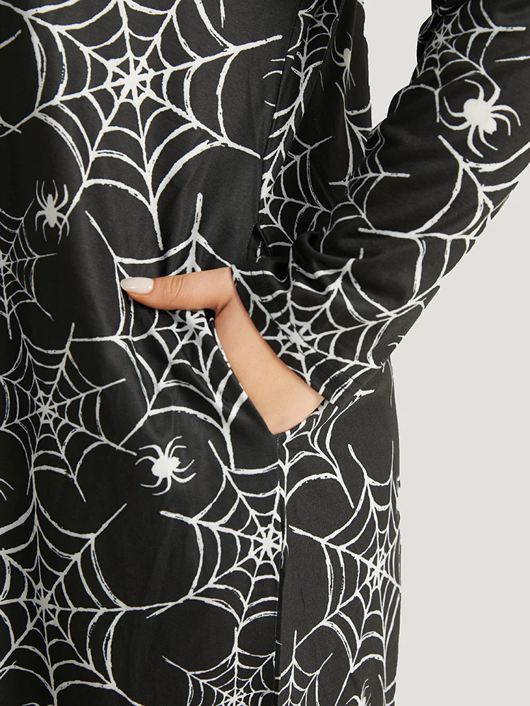 Spooky Spiderweb Print Lounge Dress - Image 4