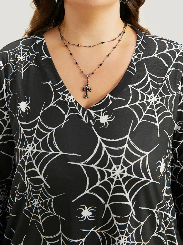 Spooky Spiderweb Print Lounge Dress - Image 5