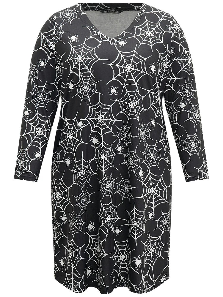 Spooky Spiderweb Print Lounge Dress - Image 6