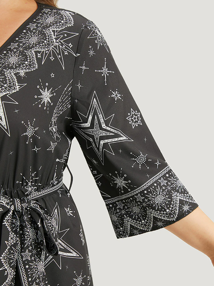 Halloween Star Print Belted V Neck Jumpsuit - Image 6