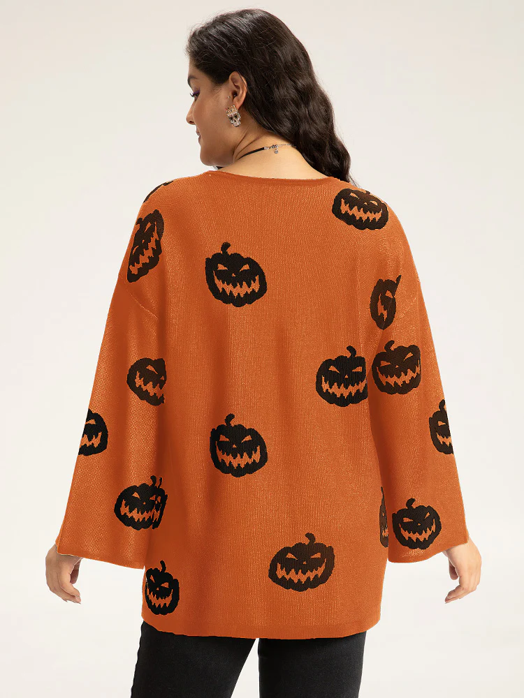 Halloween V Neck Bell Sleeve Pullover - Image 10
