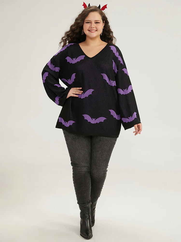 Halloween V Neck Bell Sleeve Pullover - Image 18