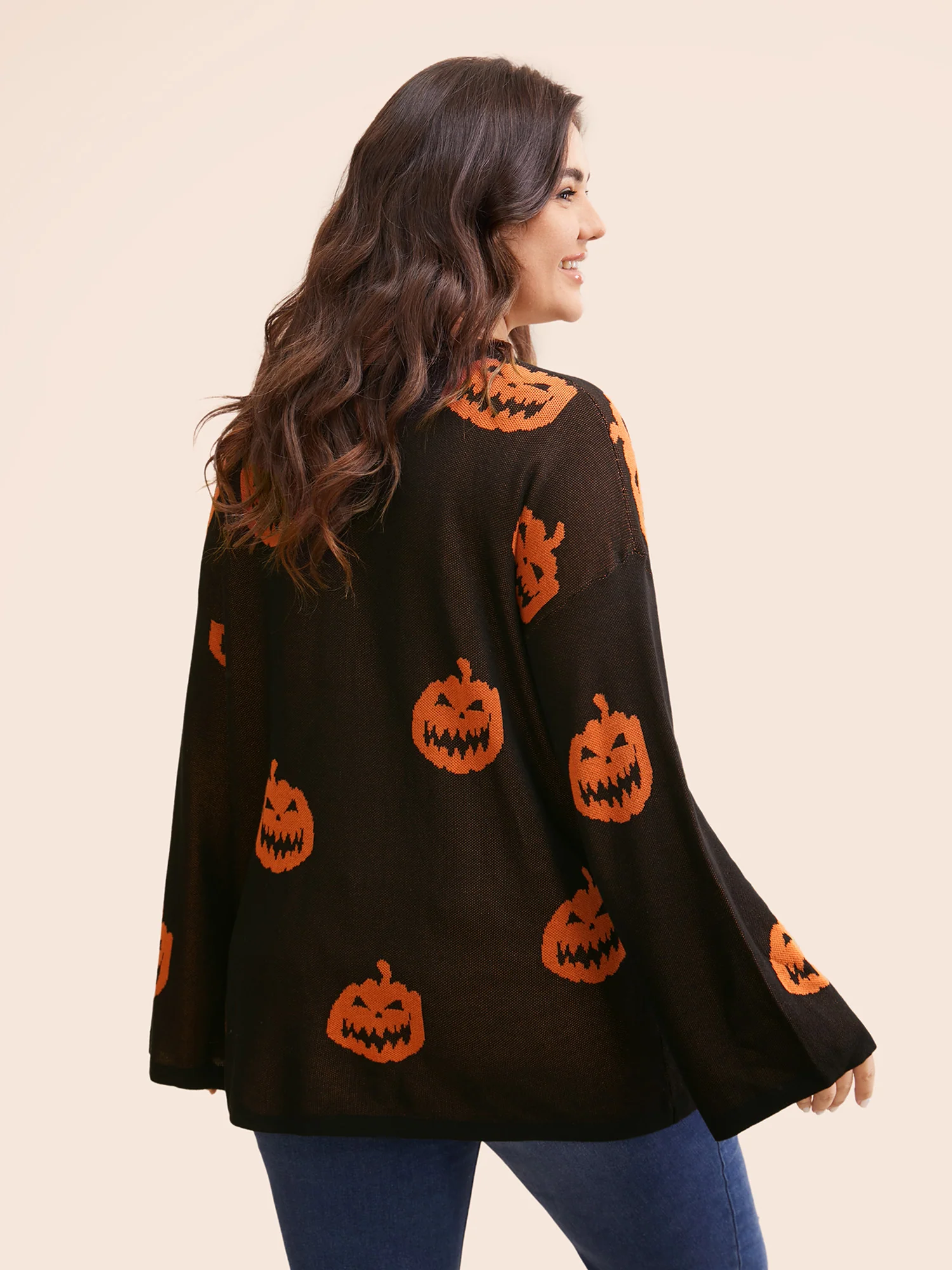 Halloween V Neck Bell Sleeve Pullover - Image 2