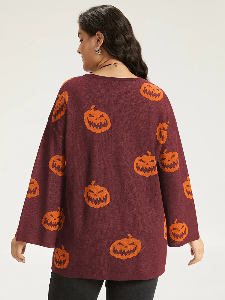 Halloween V Neck Bell Sleeve Pullover - Image 6