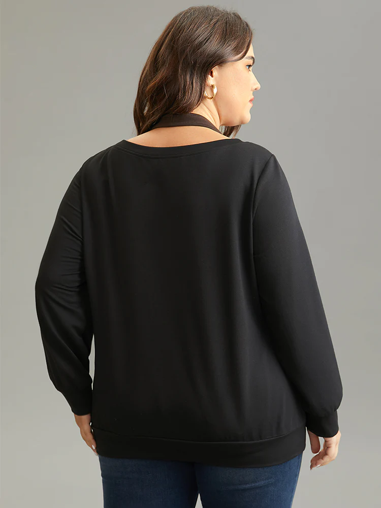 Halter 2-In-1 Patchwork Sweatshirt - Image 2