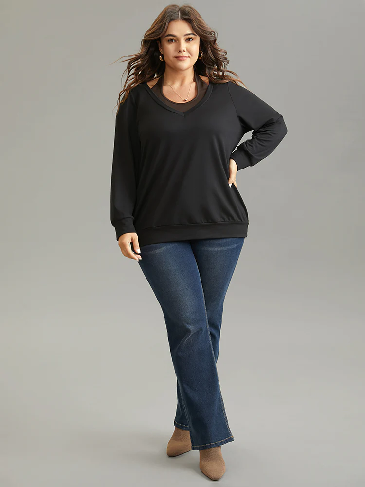 Halter 2-In-1 Patchwork Sweatshirt - Image 3