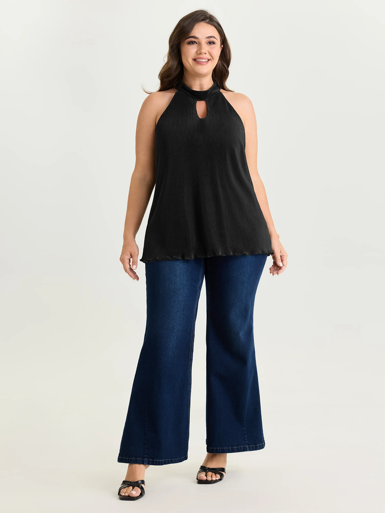 Halter Neck Cut-Out Draped Tank Top - Image 3