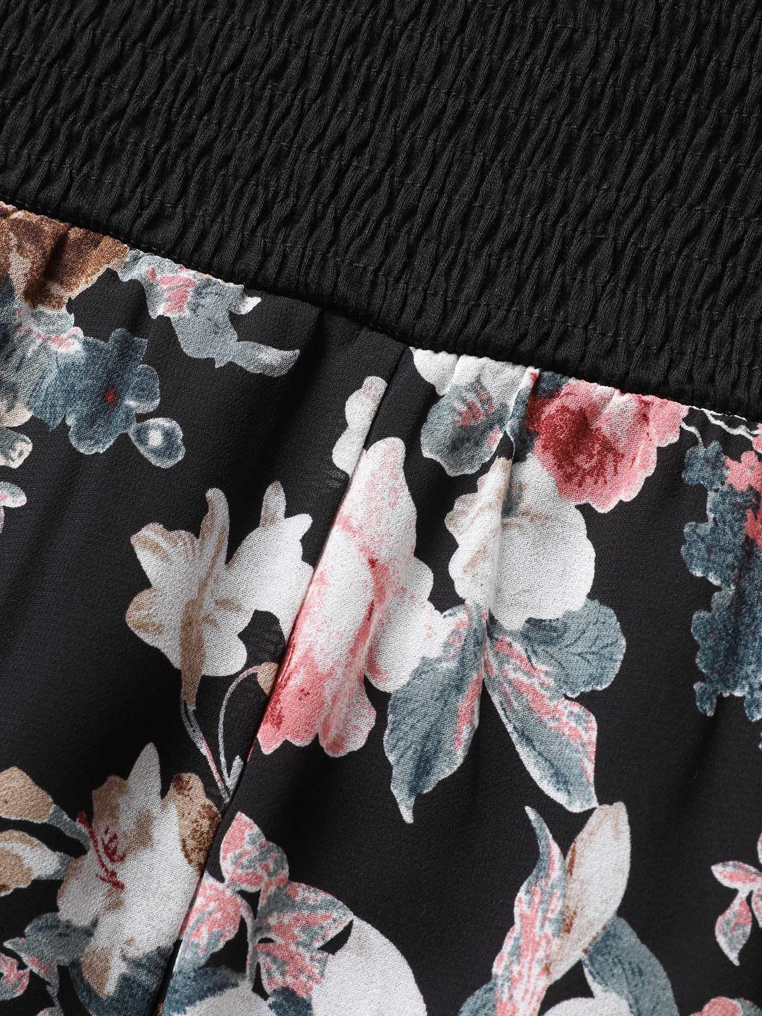 Halter Neck Patchwork Floral Belted Dress - Image 5